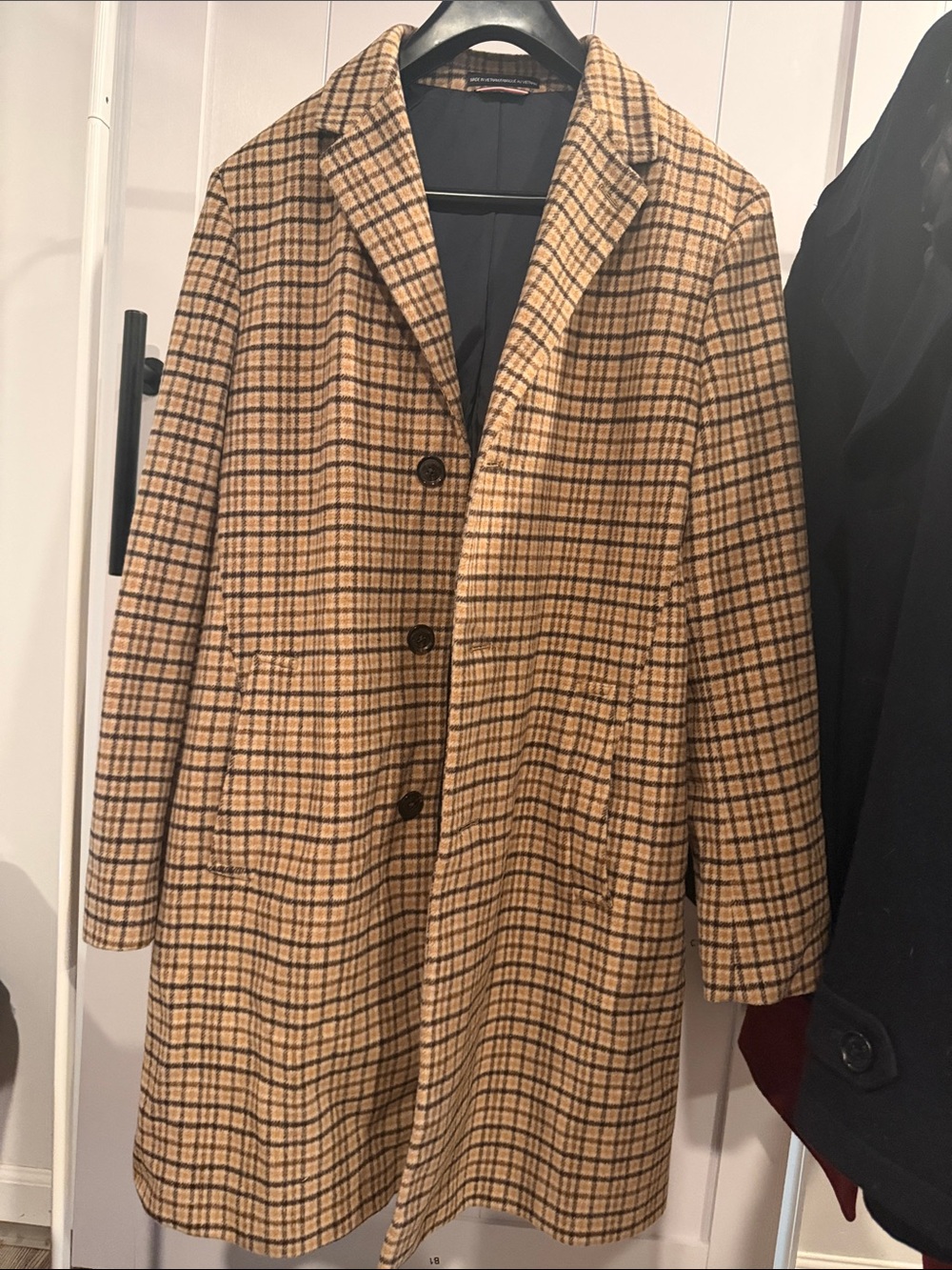 Tommy Hilfiger Navy Lined Coat with Brown Plaid Exterior-Mid length 3/4 - 40R